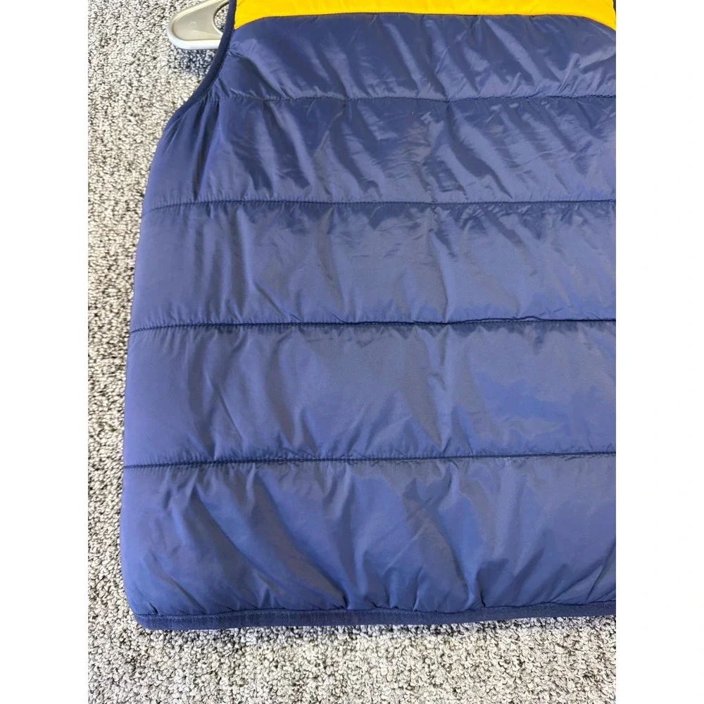 Janie and Jack Reversible Puffer Vest Boys 7/8 Blue Yellow Adventure Outerwear